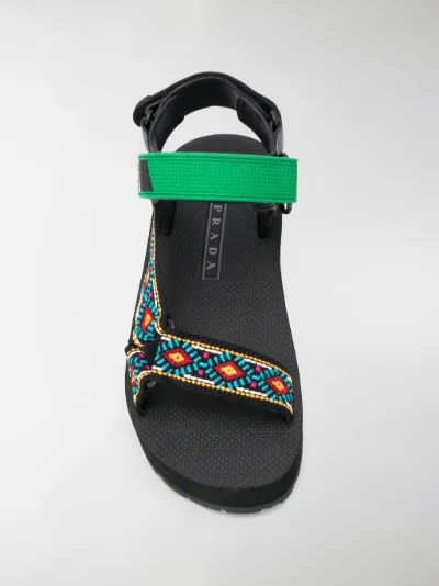 prada embroidered sandals