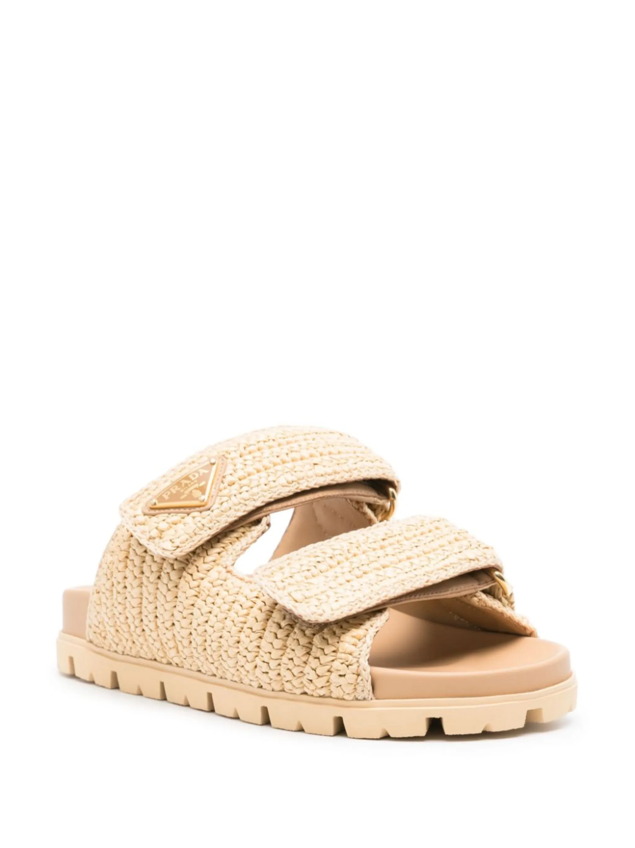 【関税＆送料込み】Prada Enamel Triangle-Logo Flat Sandals Prada Enamel triangle-logo Flat Sandals | Black | FARFETCH BN