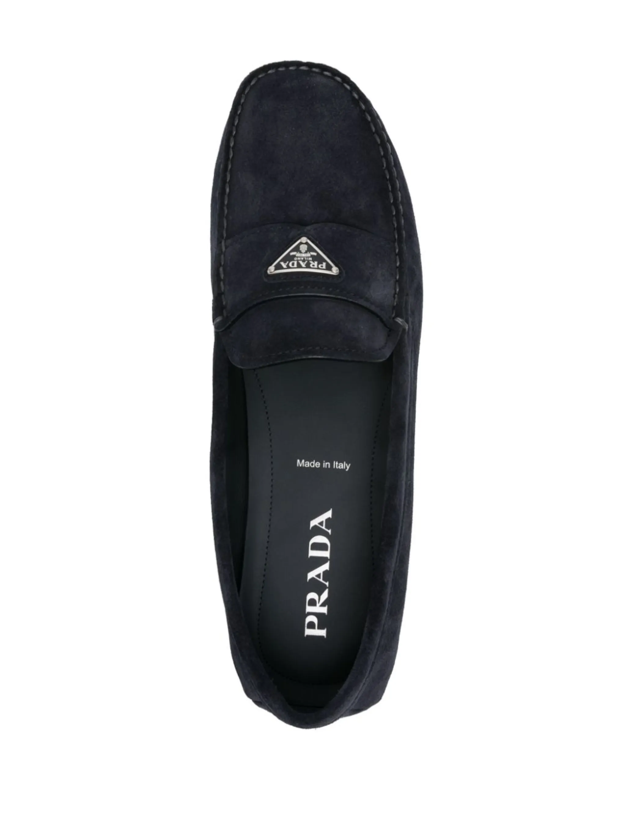 Prada enamel-triangle-logo suede loafers | Eraldo.com US