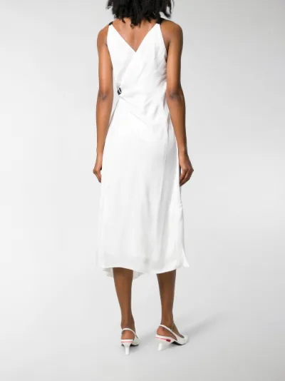 feather trim midi dress