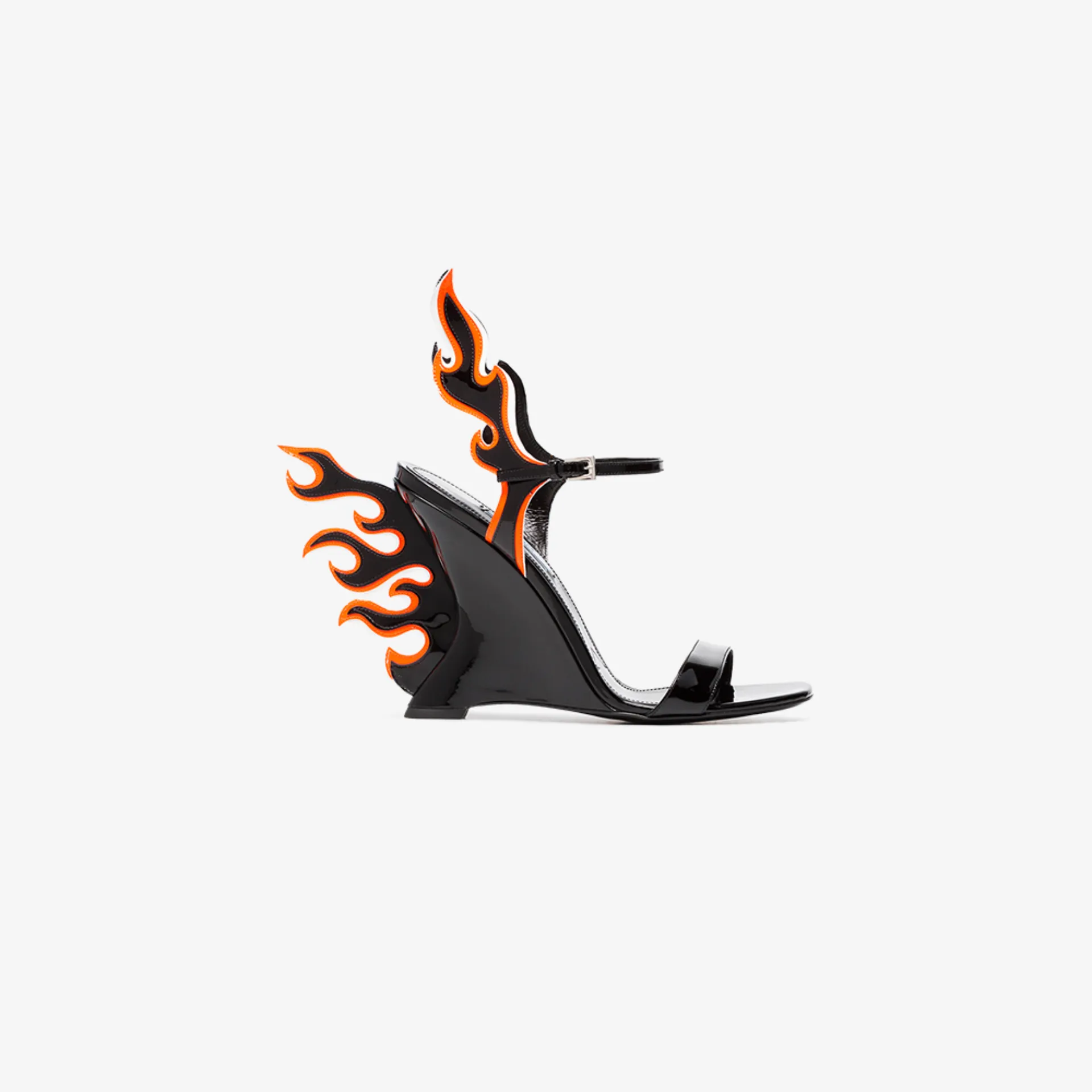 prada flame heels white