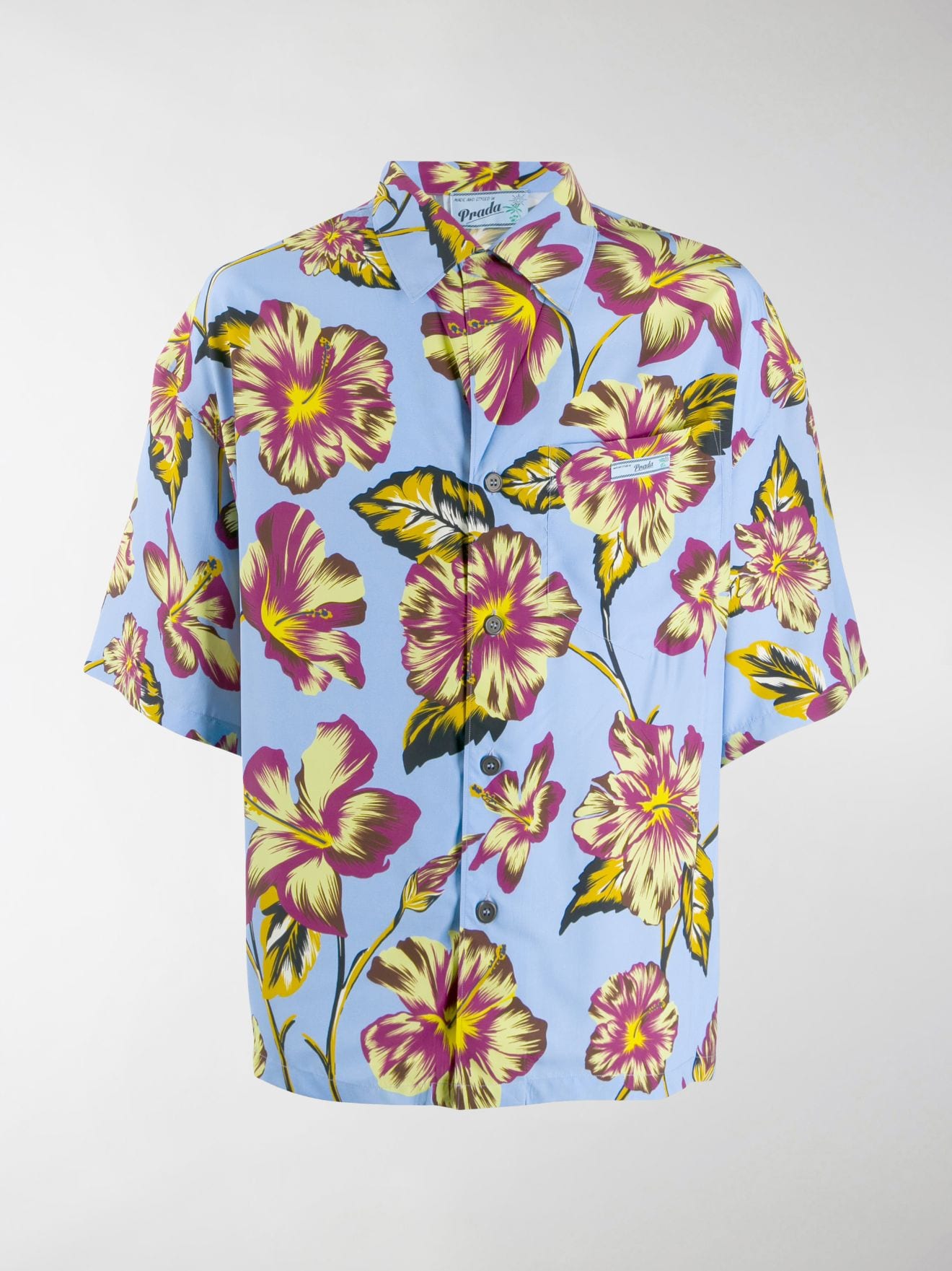 Prada floral print shirt blue | MODES