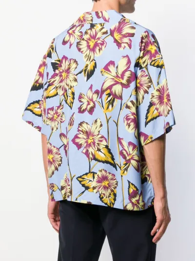 Prada floral print shirt blue | MODES
