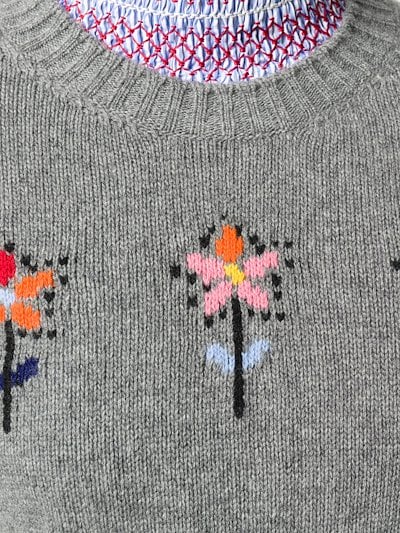 Prada Floral Wool Intarsia Jumper Grey Modes