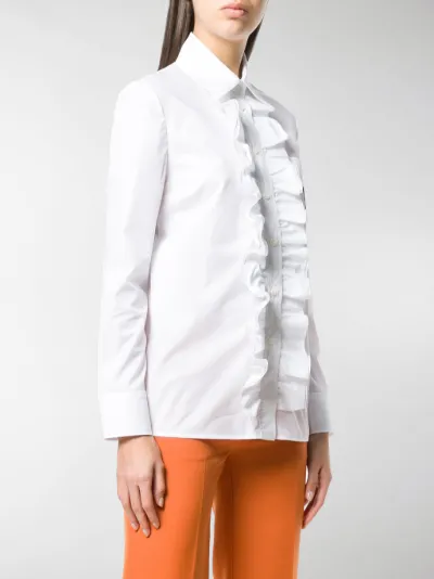 Prada front ruffle shirt white | MODES