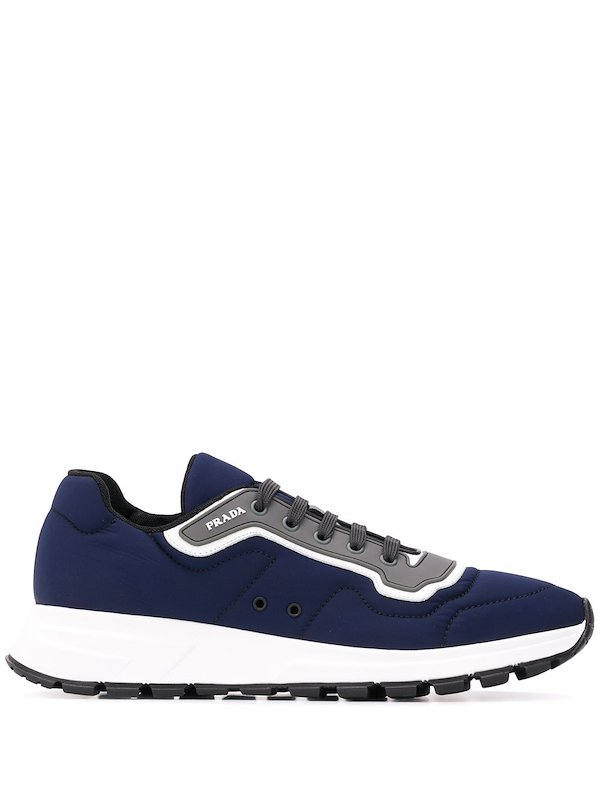 Prada gabardine fabric low-top sneakers blue | MODES