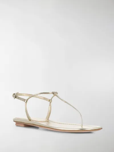 prada gold flat sandals