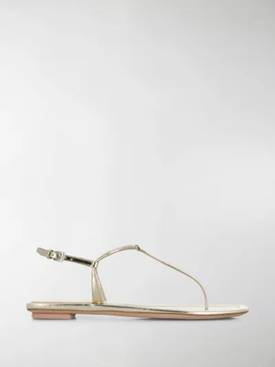 prada gold flat sandals
