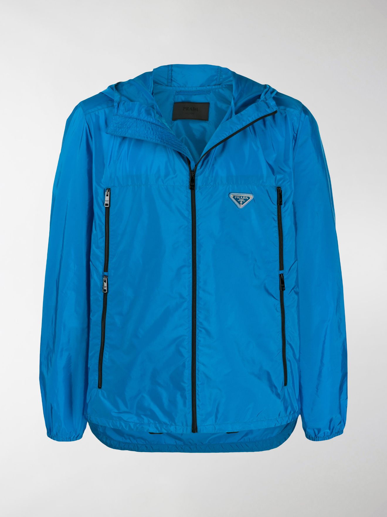 Prada hooded shell jacket blue | MODES