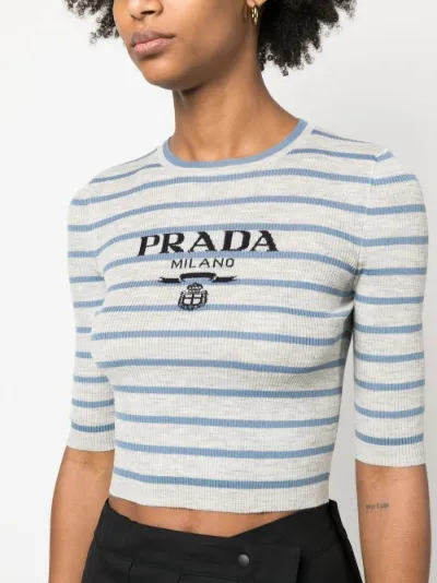 intarsia-knit logo knitted top | Prada 