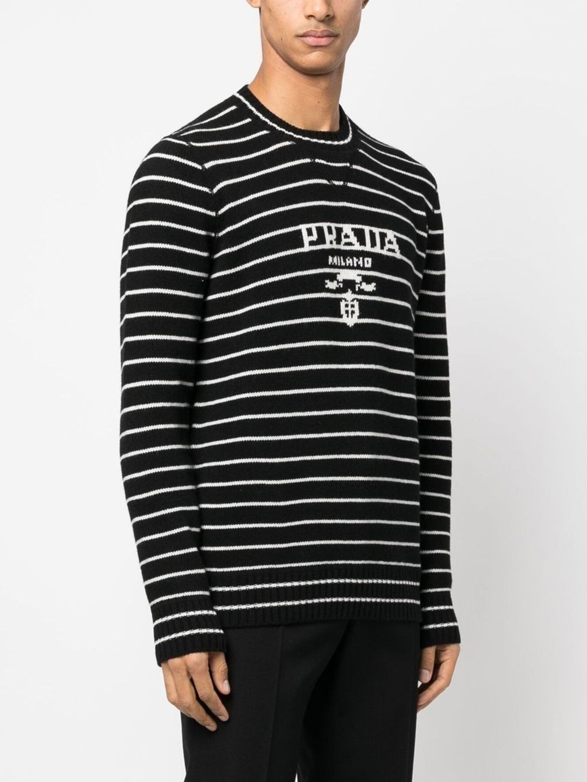 intarsia-knit logo striped jumper | Prada | Eraldo.com