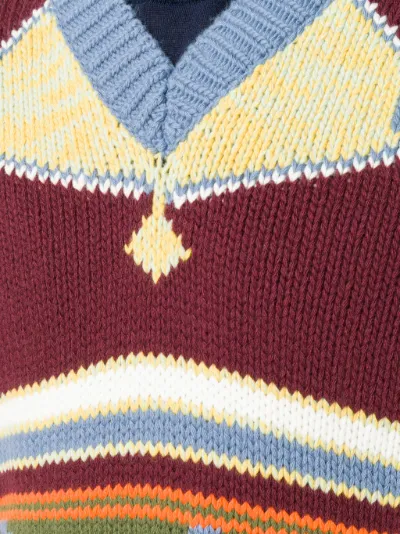 red v neck sweater vest