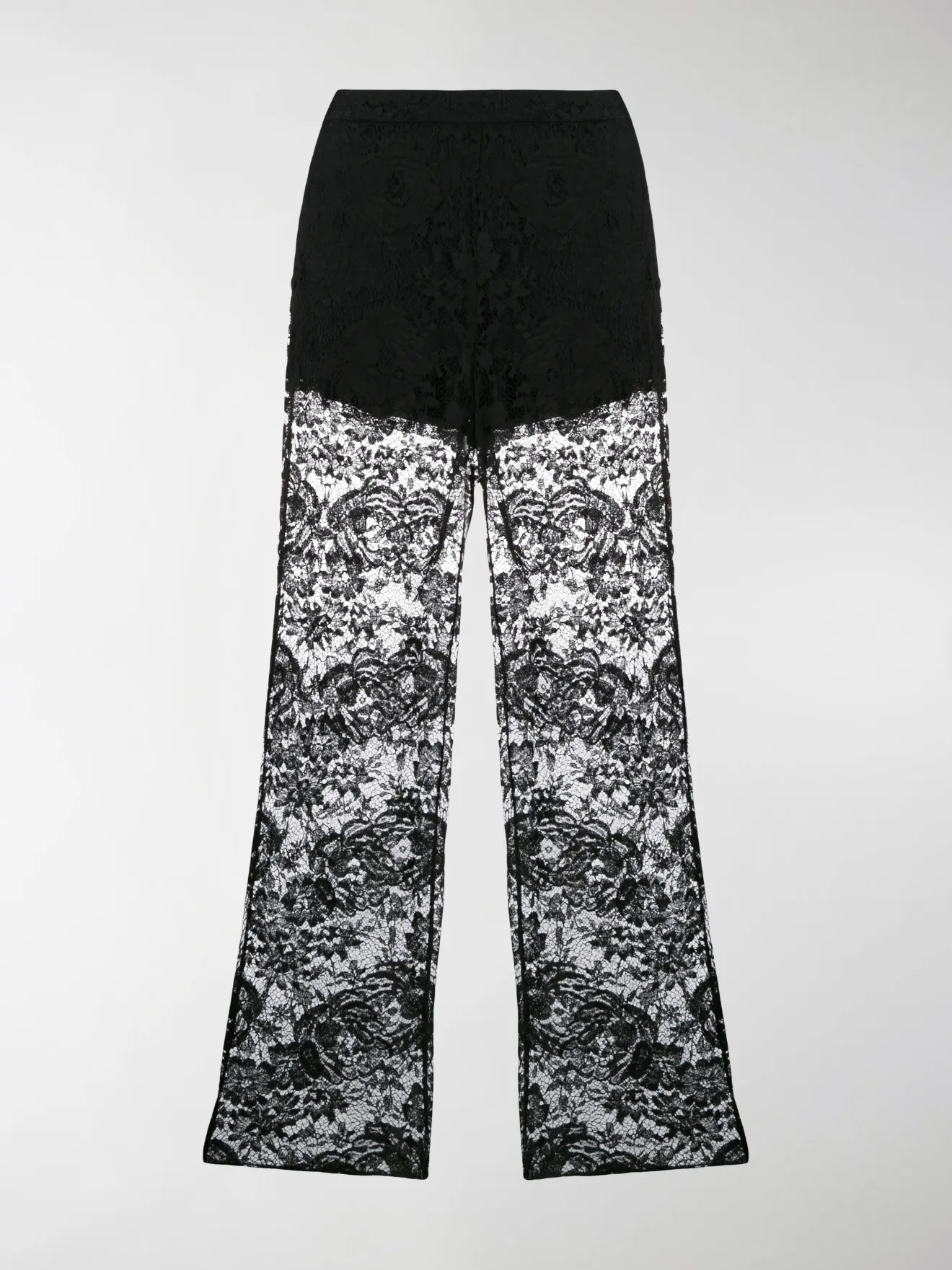 black lace flared trousers