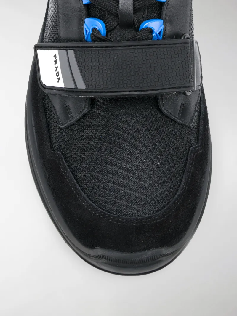 leather and technical fabric sneakers