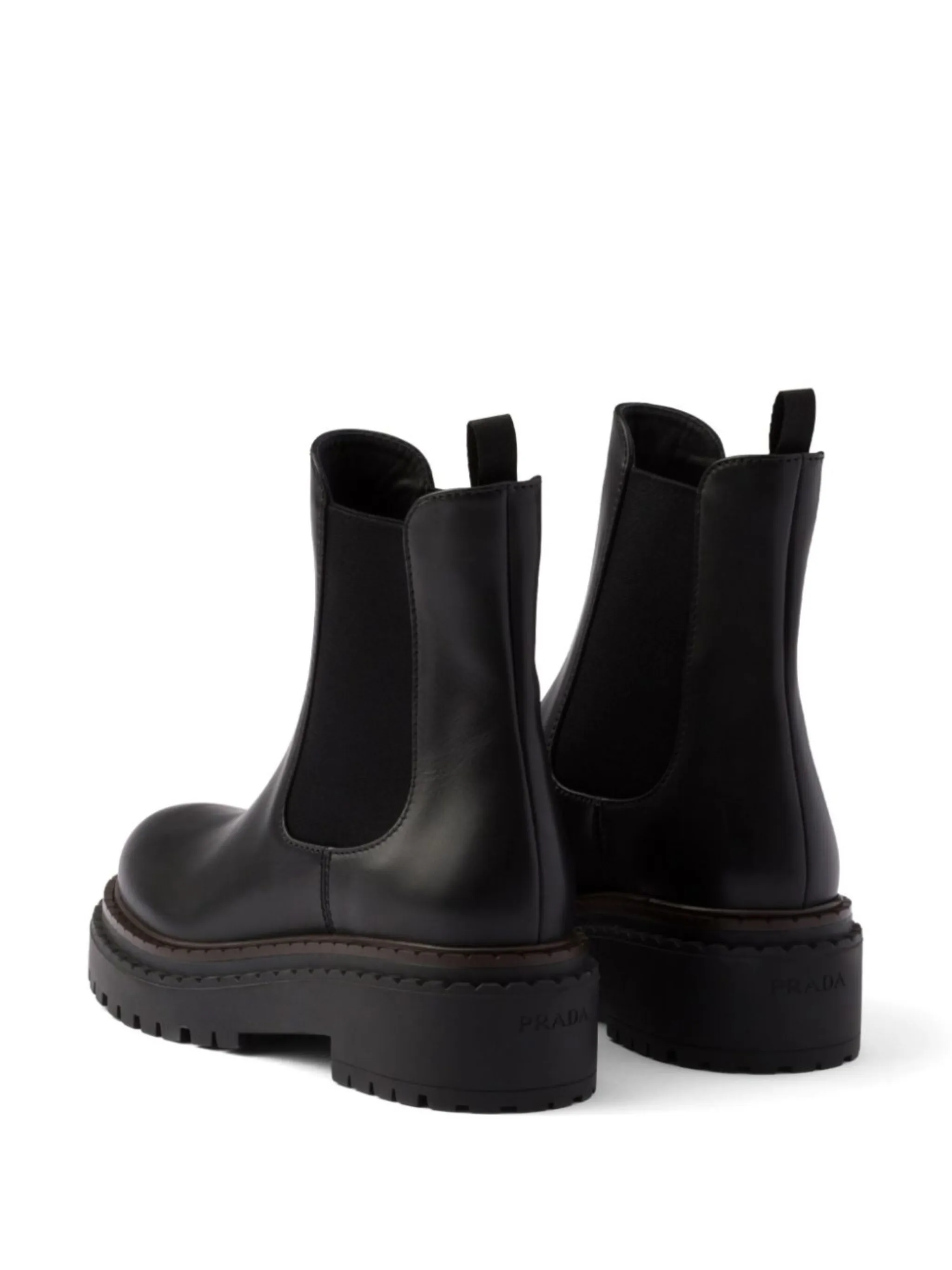 Prada black leather chelsea boots hotsell