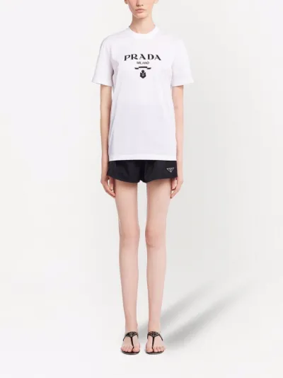 Prada logo-embroidered jersey T-shirt | Eraldo.com KW