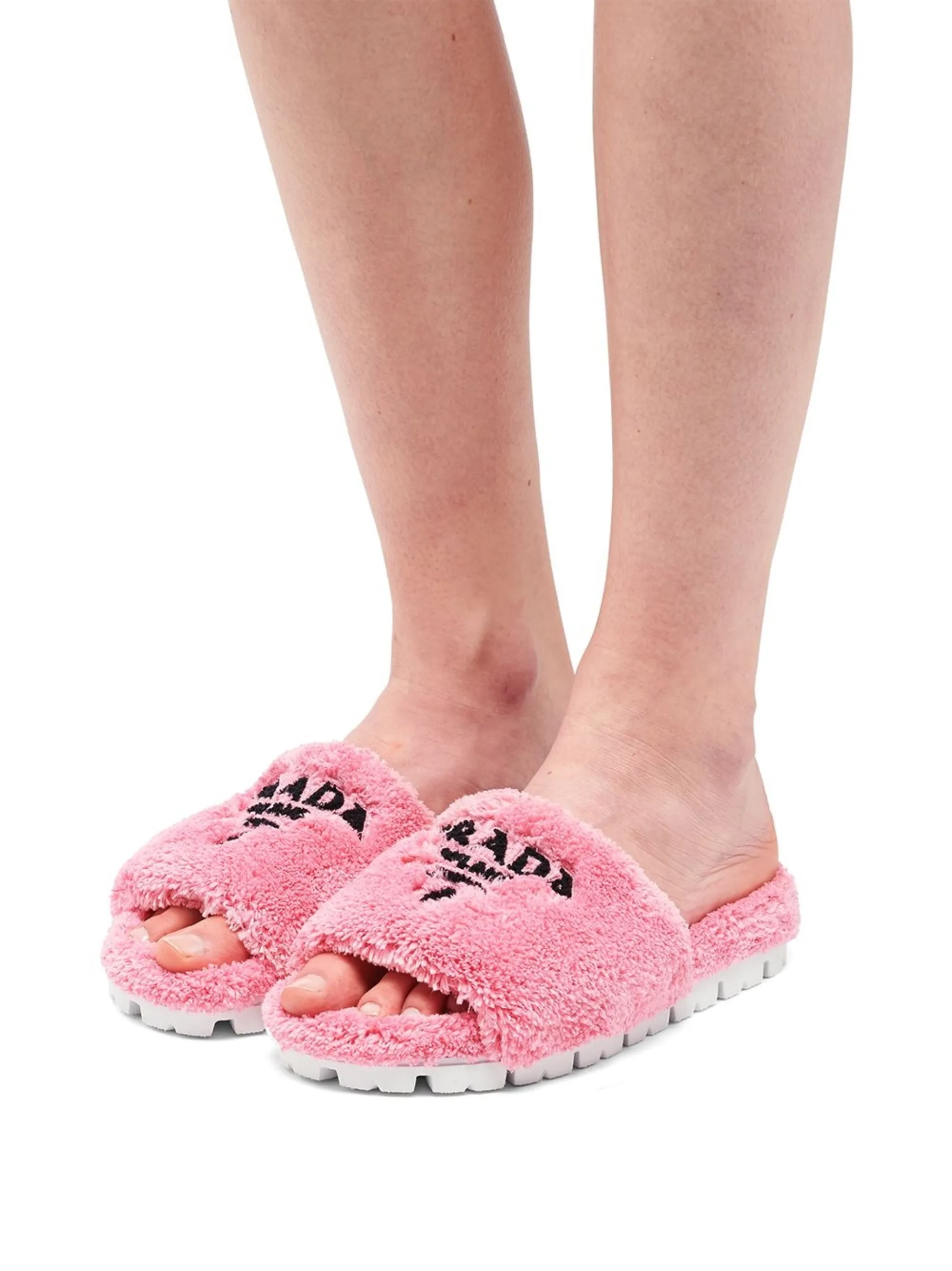 Prada logo-embroidered terry cloth slides | Eraldo.com CH