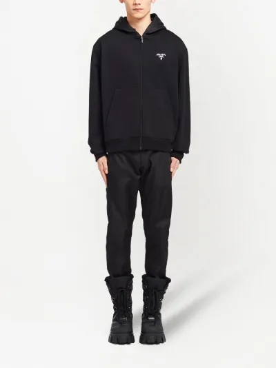 Prada logo-embroidered zip-up hoodie | Eraldo.com US Prada logo-embroidered zip-up hoodie | Eraldo.com US