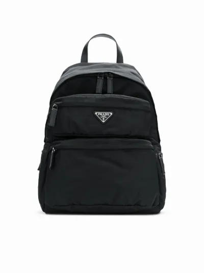 Prada logo plaque backpack sale