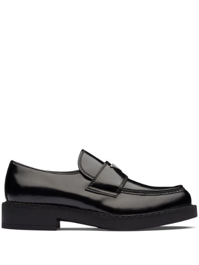 prada logo plaque chunky heel loafers