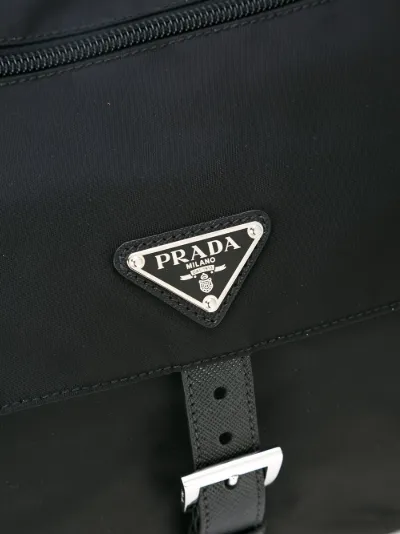 prada mini logo plaque crossbody bolsa