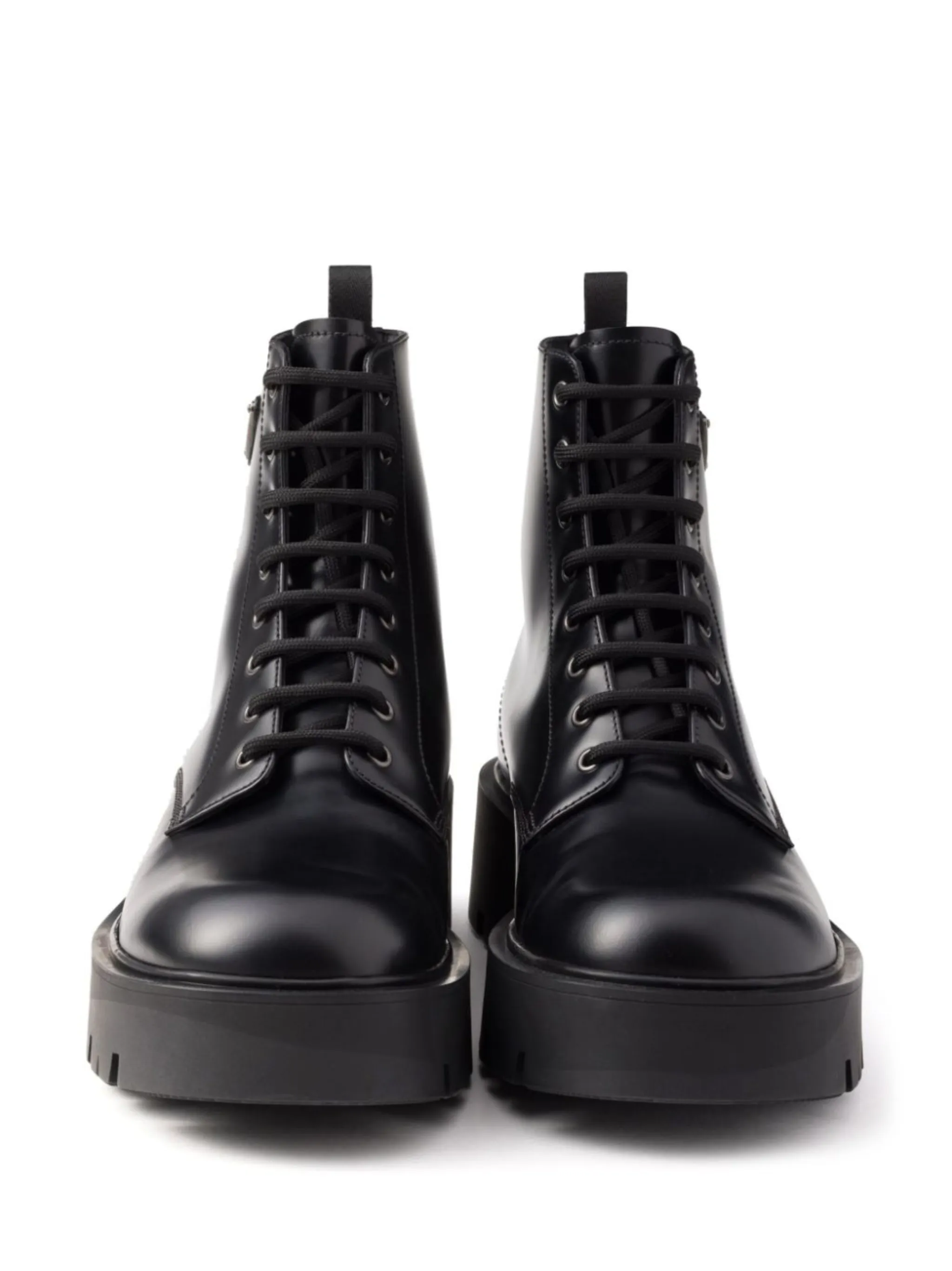 Prada leather combat boots hotsell