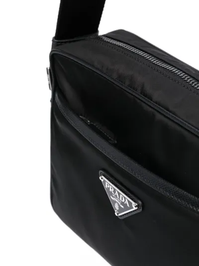 Prada logo messenger bag best sale