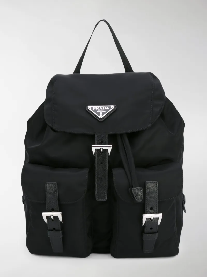 prada logo plaque backpack