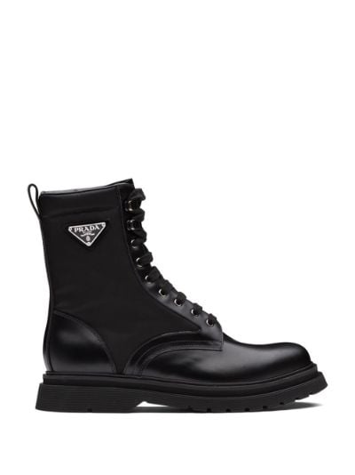 prada logo plaque ankle boots