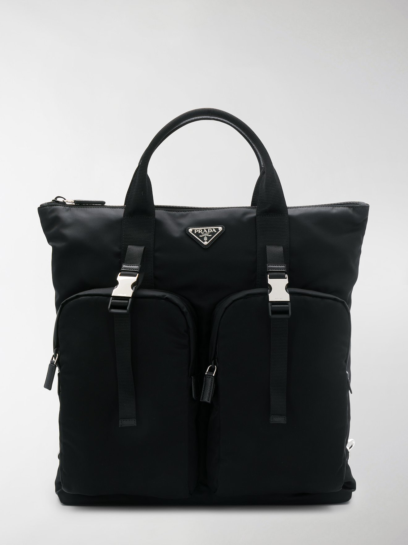 prada plaque tote bag