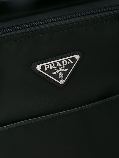 prada logo plaque tote bag