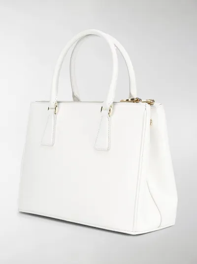 prada logo plaque tote bag