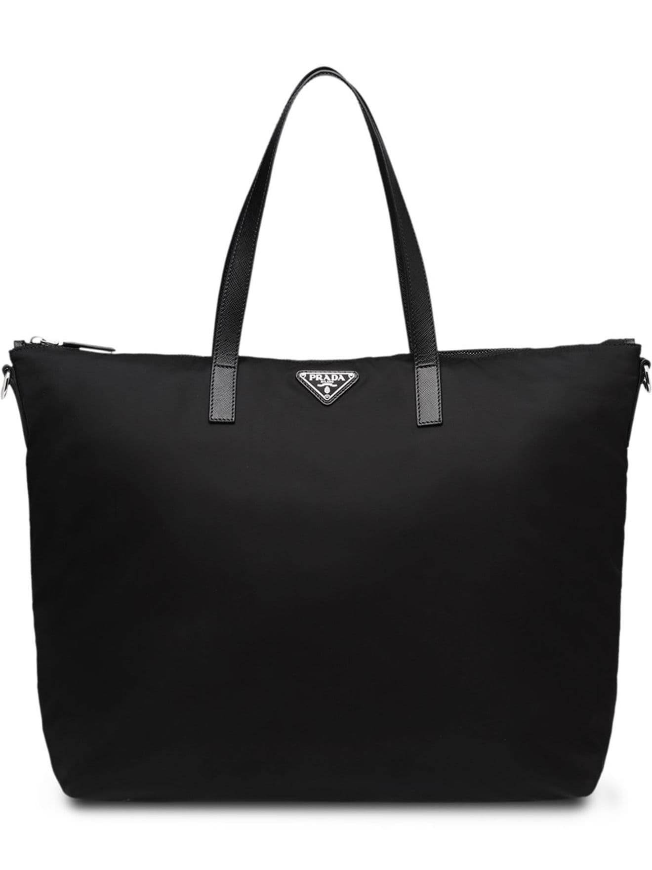 prada plaque tote bag