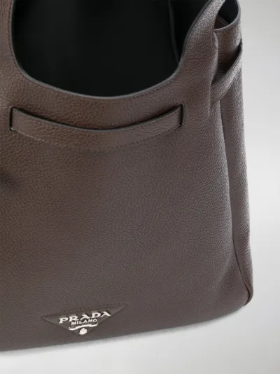 prada logo plaque tote bag