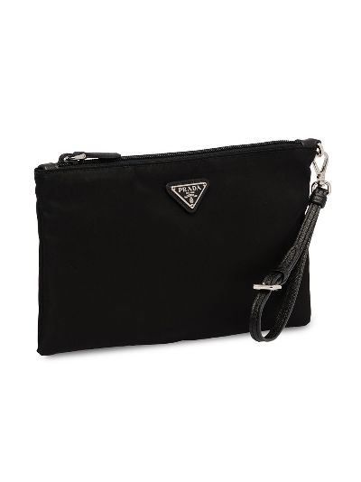 prada logo plaque pouch