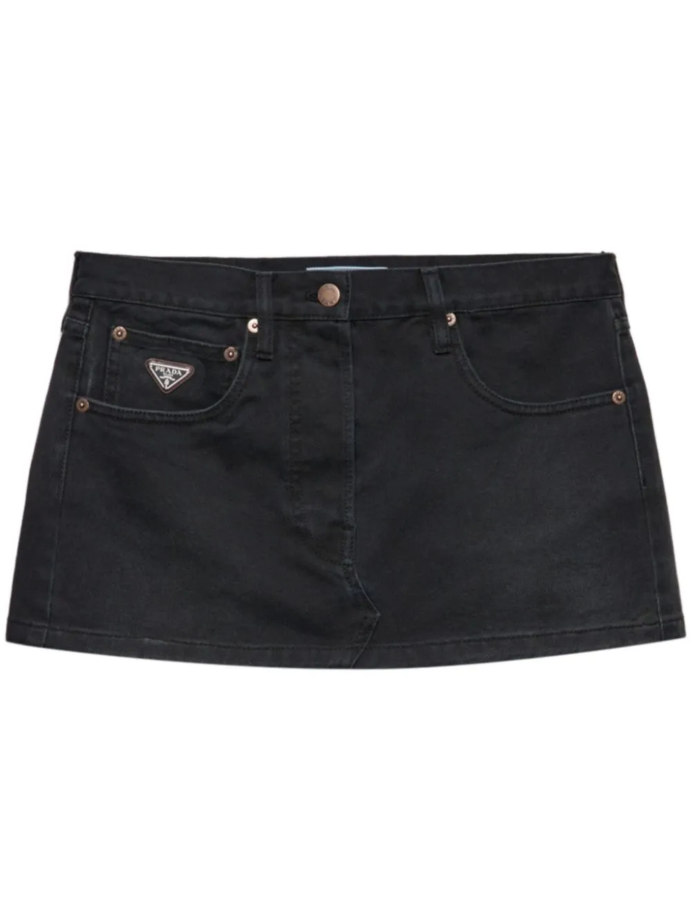 Black denim skirt low rise hotsell