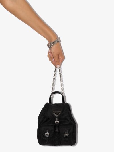 prada vela mini backpack with chain