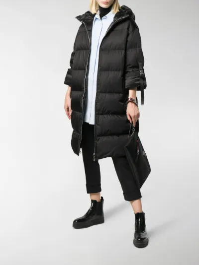 black puffer midi coat