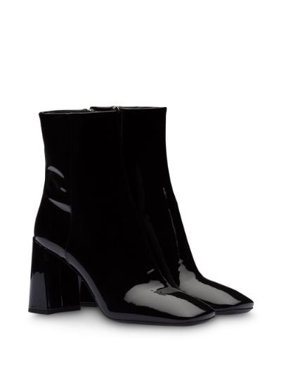black patent leather booties