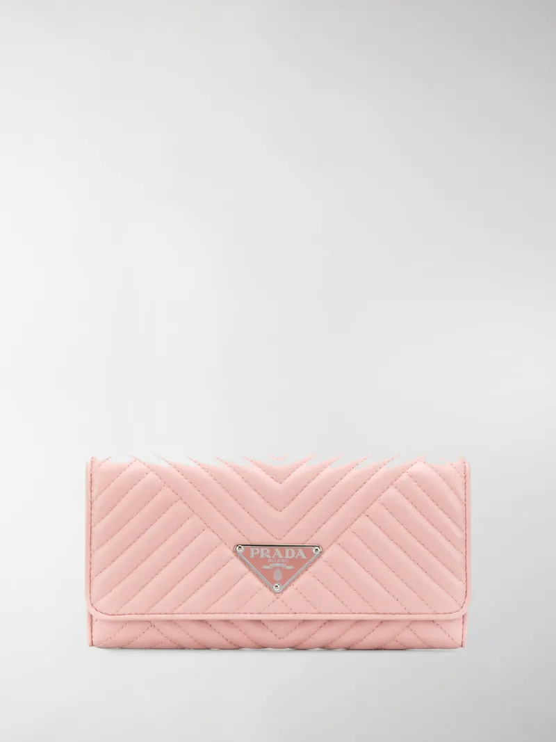 Prada Portafoglio continental trapuntato rosa | MODES