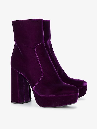 Prada Purple 115 Velvet platform boots | Browns