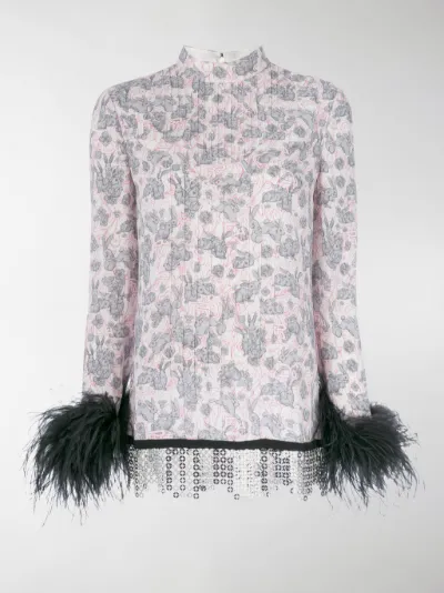 prada feather shirt