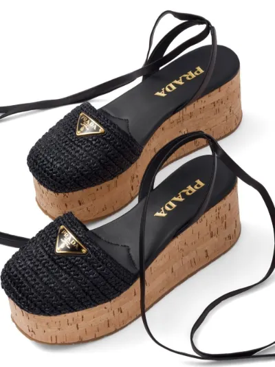 Prada raffia wedge sandals Eraldo TL