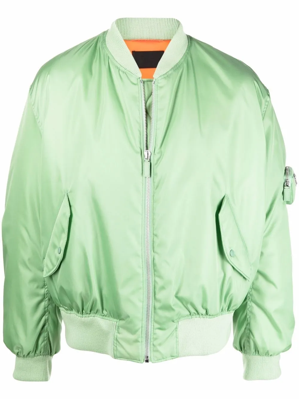 green nylon bomber jacket