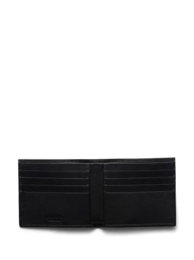 Prada logo plaque wallet best sale