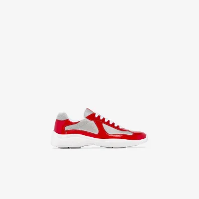 red patent sneakers