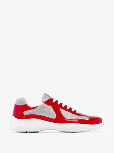 red patent sneakers