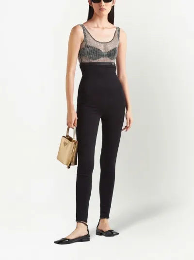 Prada rhinestone-embellished mesh crop top | Eraldo.com SA