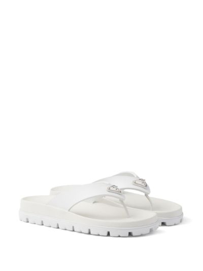 Prada white with tortoise shell deals chain thong sandals