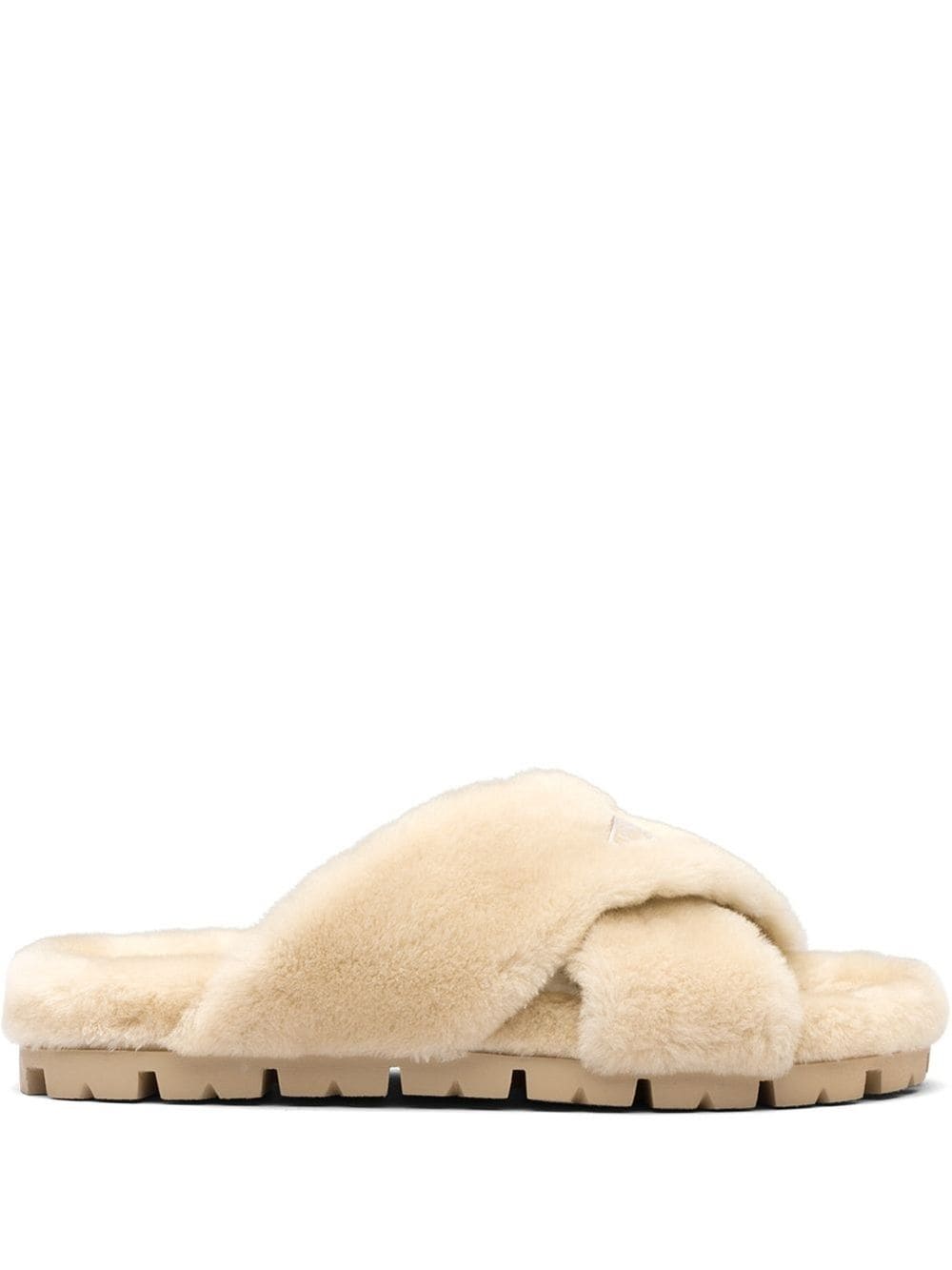 shearling flat sandals | Prada 
